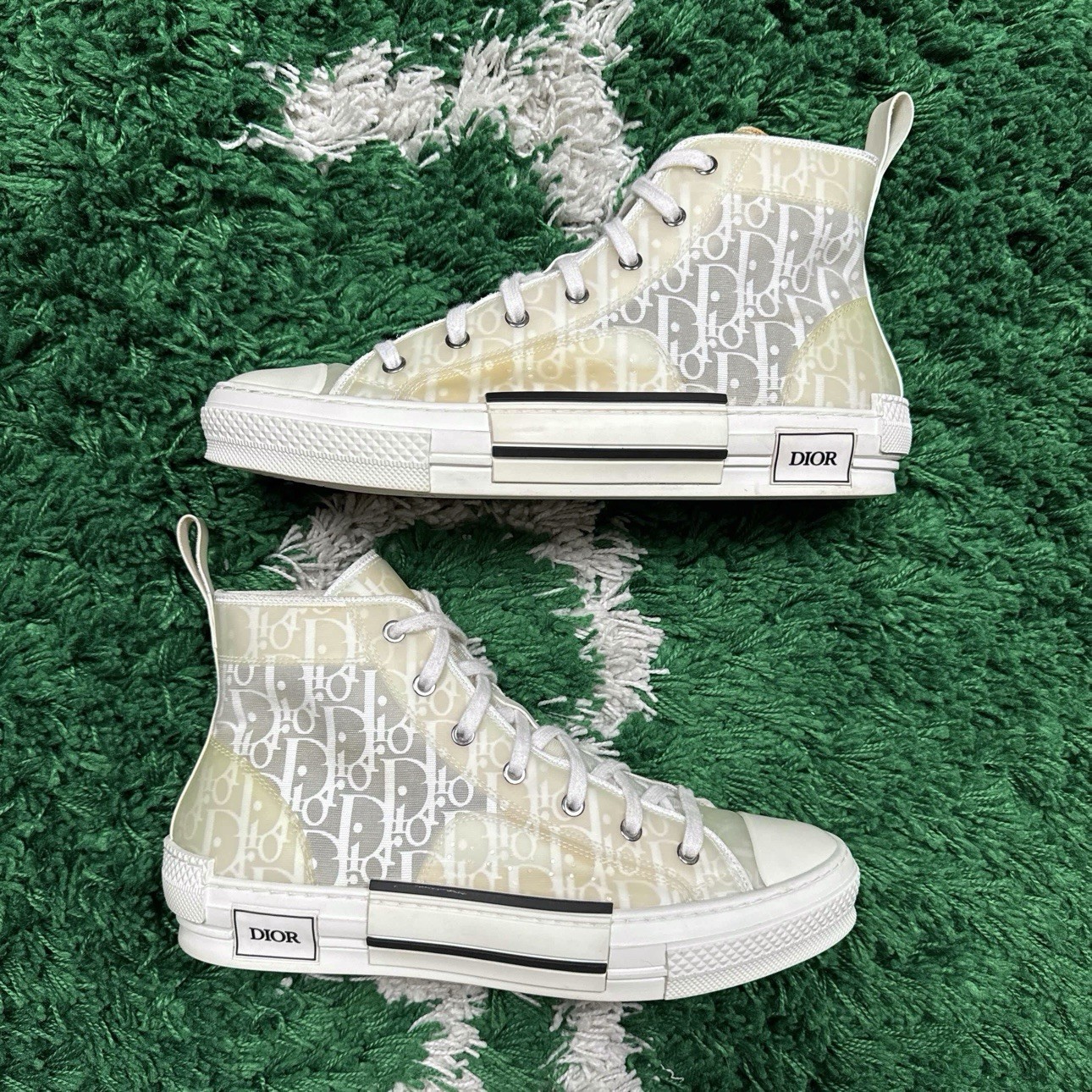 Dior B23 High Top Sneakers Size 10 White Monogram Clean