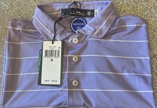 RLX Ralph Lauren Performance Golf Striped Polo Shirt Men's Size M Purple