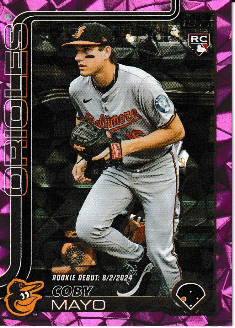 Coby Mayo 2025 Topps Update Pink Diamante Holo Foil SP RC Debut #US282 Orioles