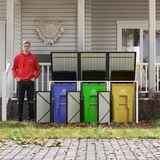 Outdoor Storage Shed Metal Trash Can Storage,120 Cu.Ft Garbage Can Storage Shed 