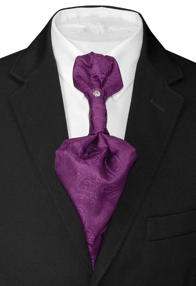 Corbata para el cuello Vesuvio Napoli Preatada ASCOT Cachemira BERENJENA PÚRPURA Color Corbata para hombre Foto 2 de 2