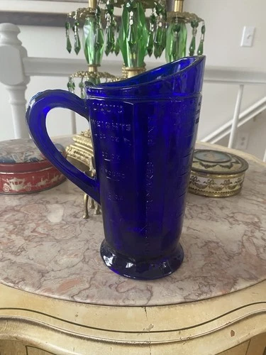 Vintage Colbalt Blue Depression Glass Measuring Pitcher