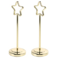 2 Pcs Table Number Holder Photo Holders for Centerpieces Gold Wire