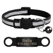 Reflective Breakaway Cat Collar with Bell Custom Personalized Engraved Name Tag