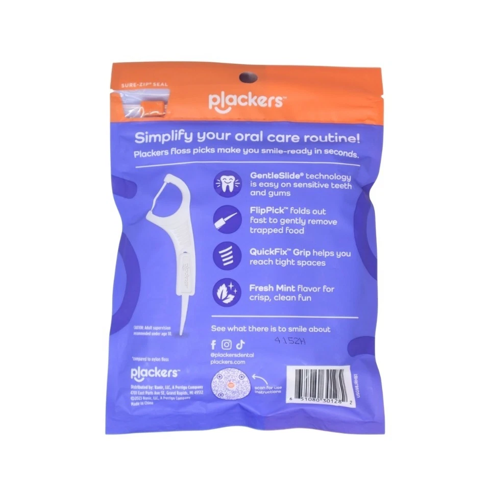 4 Pack - Plackers Gentle Line Floss Picks + Fold-Out FlipPick, Fresh Mint, 75 Ct - Image 3 of 3