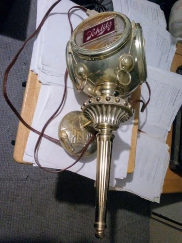 VINTAGE 60's-70's SCHLITZ BEER CARRIAGE LIGHT WALL SCONCE BAR SIGN WORKS