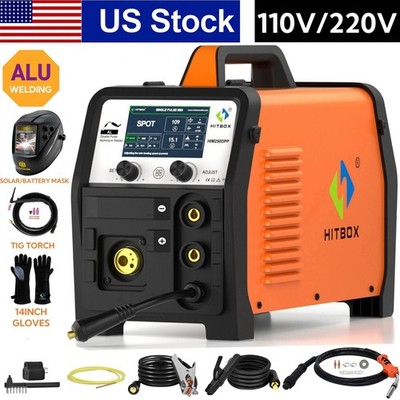 200Amp 7IN1 Double Pulse MIG Welder Set IGBT MMA Weld Aluminum Machine 110V 220V