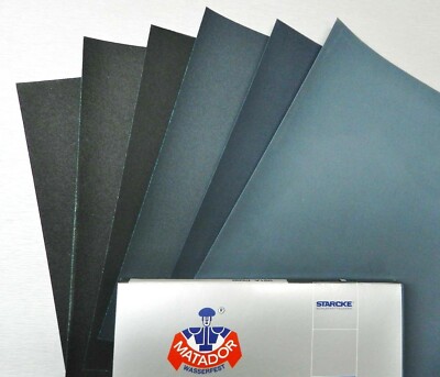 Matador Abrasive Sandpaper 50 Sheets Wet Dry 500 Grit 9'' x 11'' Silcon Carbide