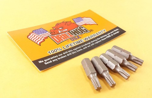 Drill Hog® T-20 Torx Bit T-20 Star Bit T-20 x 1" Insert Lifetime Warranty 5 Pc - Picture 2 of 5