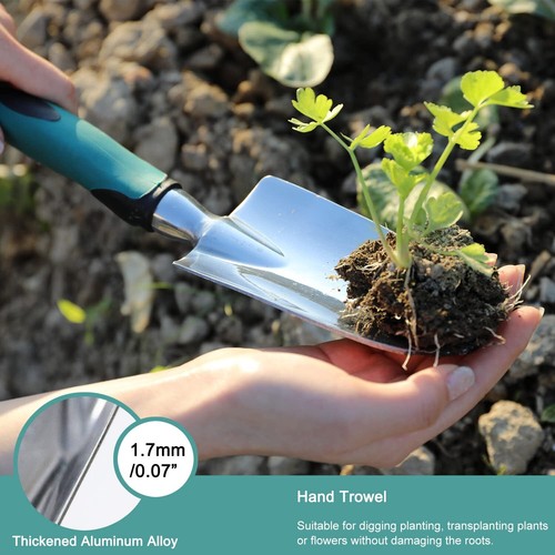 Garden Tools Set 3 Piece Heavy Duty Gardening Tools Cast Aluminum with Soft R... - Picture 3 of 7