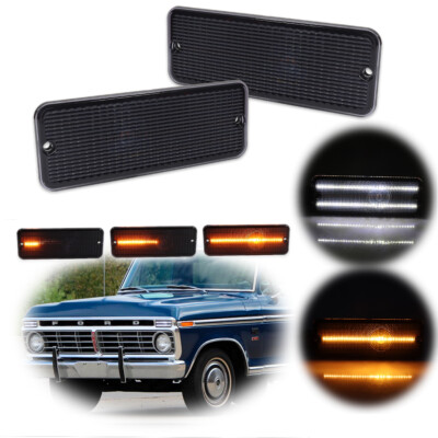 Smoke Switchback LED Parking Sequential Signal Light For 1974-77 Ford F-100 F100