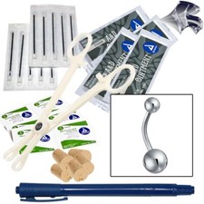 Belly/Navel Mini Body Piercing Kit - 14G 1/2in 13mm Curved Barbell Jewelry