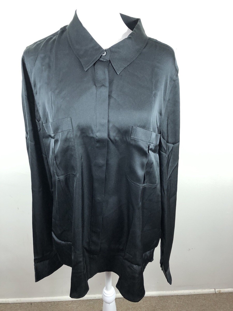 black satin button down blouse
