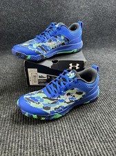     Under Armour Mainshock v2 Shoes Boys Blue Camo Authentic US Size Youth 7y