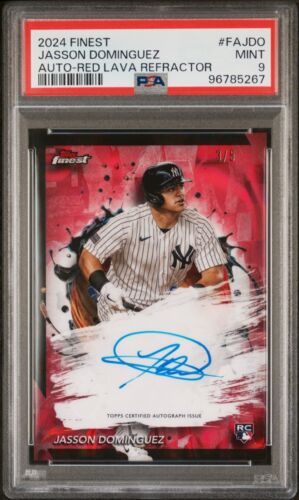 2024 Topps Finest Autographs Red Lava Rookie 3/5 Jasson Dominguez Pop 1 PSA 9