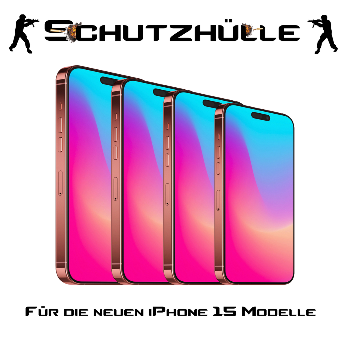 Schutzhülle Für IPhone 15 Pro Max Mit Anker-Blumen-Design – TPU-Rahmen, 9H Gehärtetes Glas, Stoßfest, 6,7 Zoll