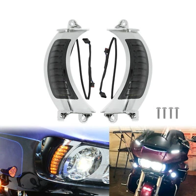 LED Clignotant latéral de moto Chrome pour Harley Touring Road Glide 2014-2021 - Photo 1/4