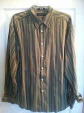 Men's Geoffrey Beene Green Stripe Long Sleeve Size Large defoors16