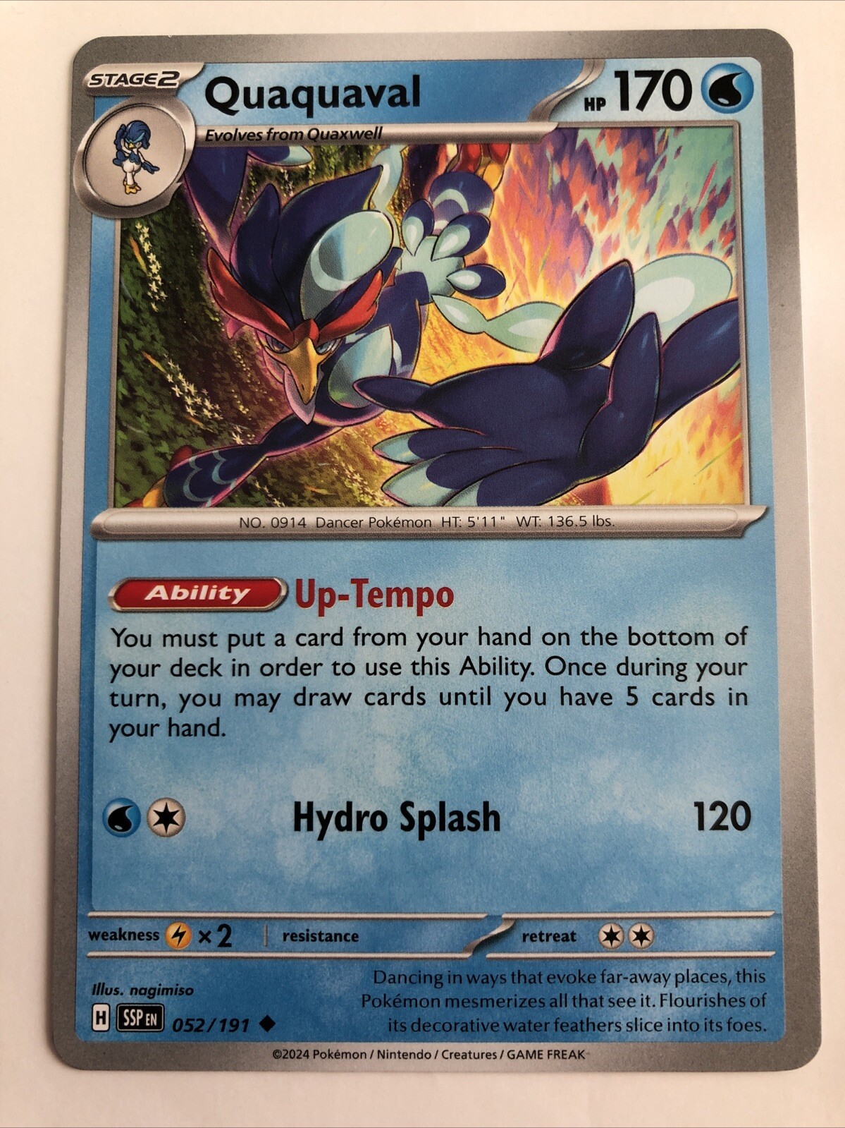 Pokémon TCG Surging Sparks Quaquaval 052/191 NM