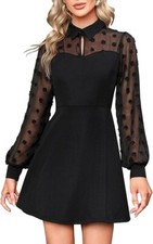 Women's Elegant Lace Dress,Long Sleeves, High Waist Hollow Out Perfect Svanco