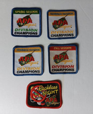LOT OF FIVE POOL BILLIARDS DIVISION CHAMPIONS CLOTH PATCHES APA LEAGUES 2" x 2"