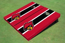 University of Louisville Black And Red Matching Long Stripe Cornhole Boards