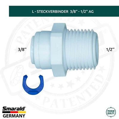 SMARALD® Steckverbinder 3/8" - 1/2" AG Schlauchverbinder für Umkehrosmose Wasserfilter