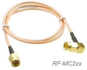 SMA Right-Angle Male to BNC Right-Angle Male RG316 Coax Low Loss Cable