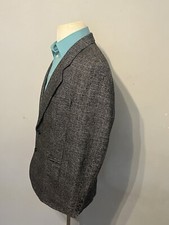 Men's J. Lang Winter Black Plaid Tweed Sport Coat Blazer Ventless 2 Button 42R