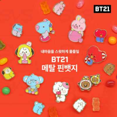 BTS BT21 Official Authentic Goods Baby Metal Pin Badge Jelly Candy