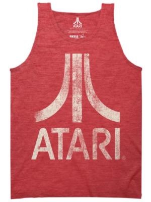 Adult Red Classic Arcade Video Game System Atari Distressed Logo Tank Top