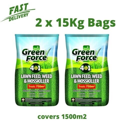 GREENFORCE 4 IN1 LAWN FEED WEED AND MOSS KILLER BEST VALUE COVERS