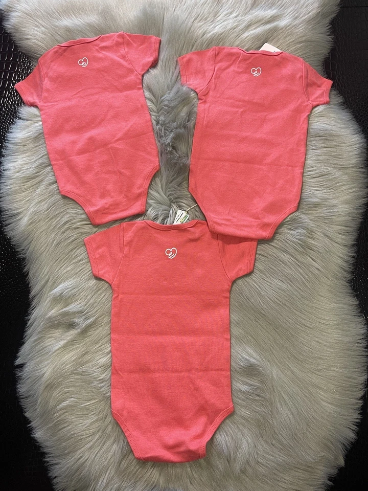 Lote De 3 Bodys American Apparel Bebé Una Pieza “Hambriento” 3-6 Meses Orgánicos Foto 4 de 4