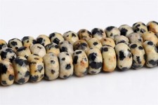 6x4MM Natural Dalmatian Jasper Grade AAA Faceted Rondelle Loose Beads 15"