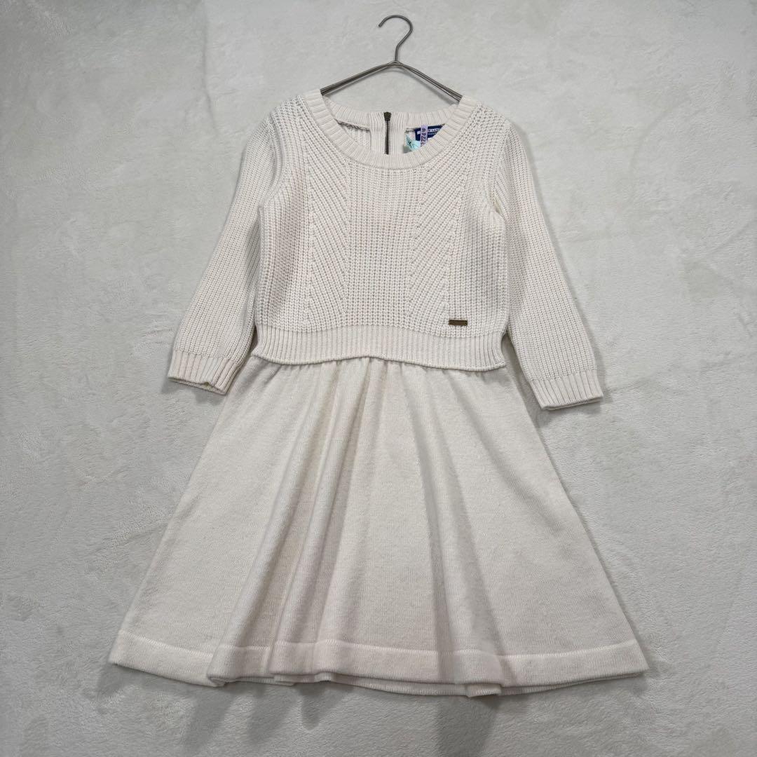 Burberry Blue Label Knit One Piece Dress White Size 38 Knee Length Used