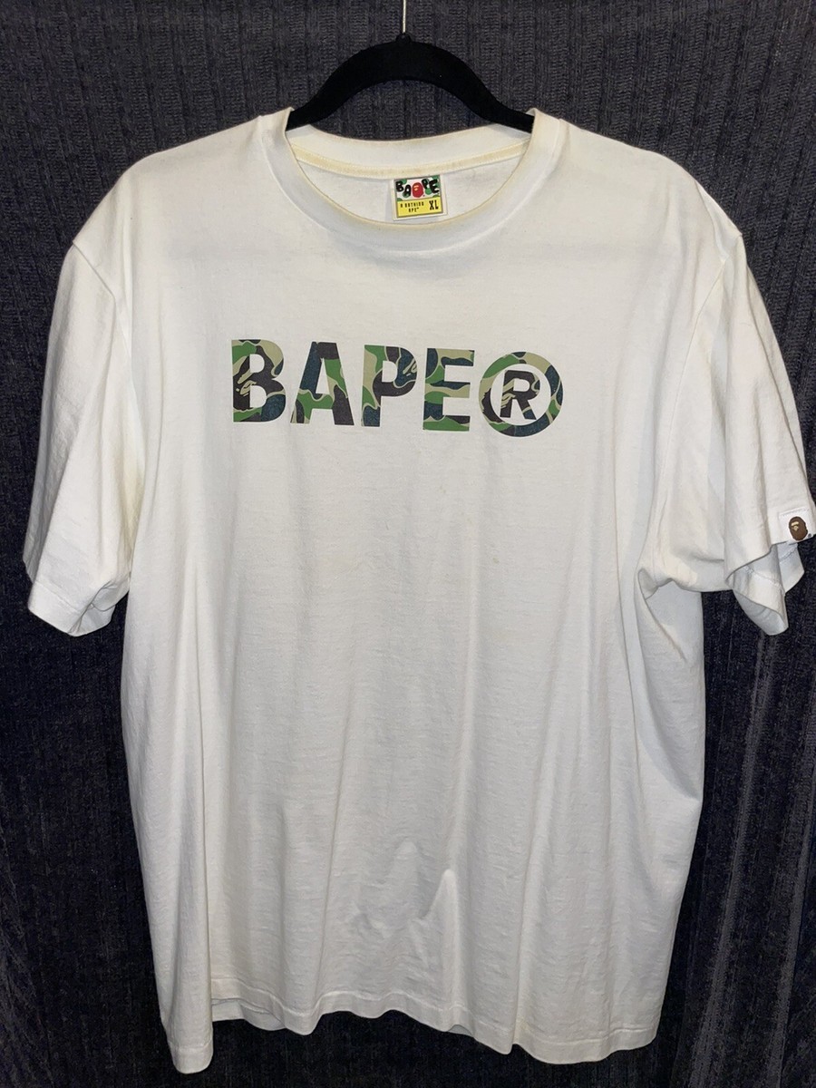 Bape T Shirt XL White & Green Camo Ape Shall Never Kill Ape Bape T Shirt XL White & Green Camo Ape Shall Never Kill Ape