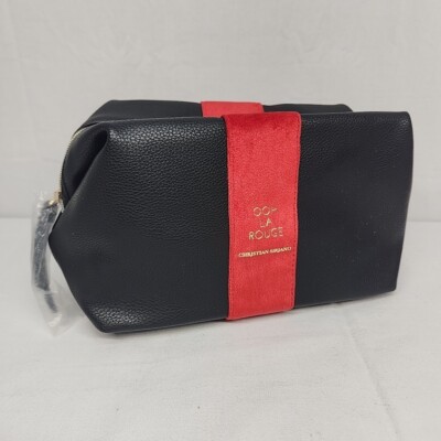 Christian Siriano Ooh La Rouge Beauty Makeup Pouch 9in x 6in Black Red