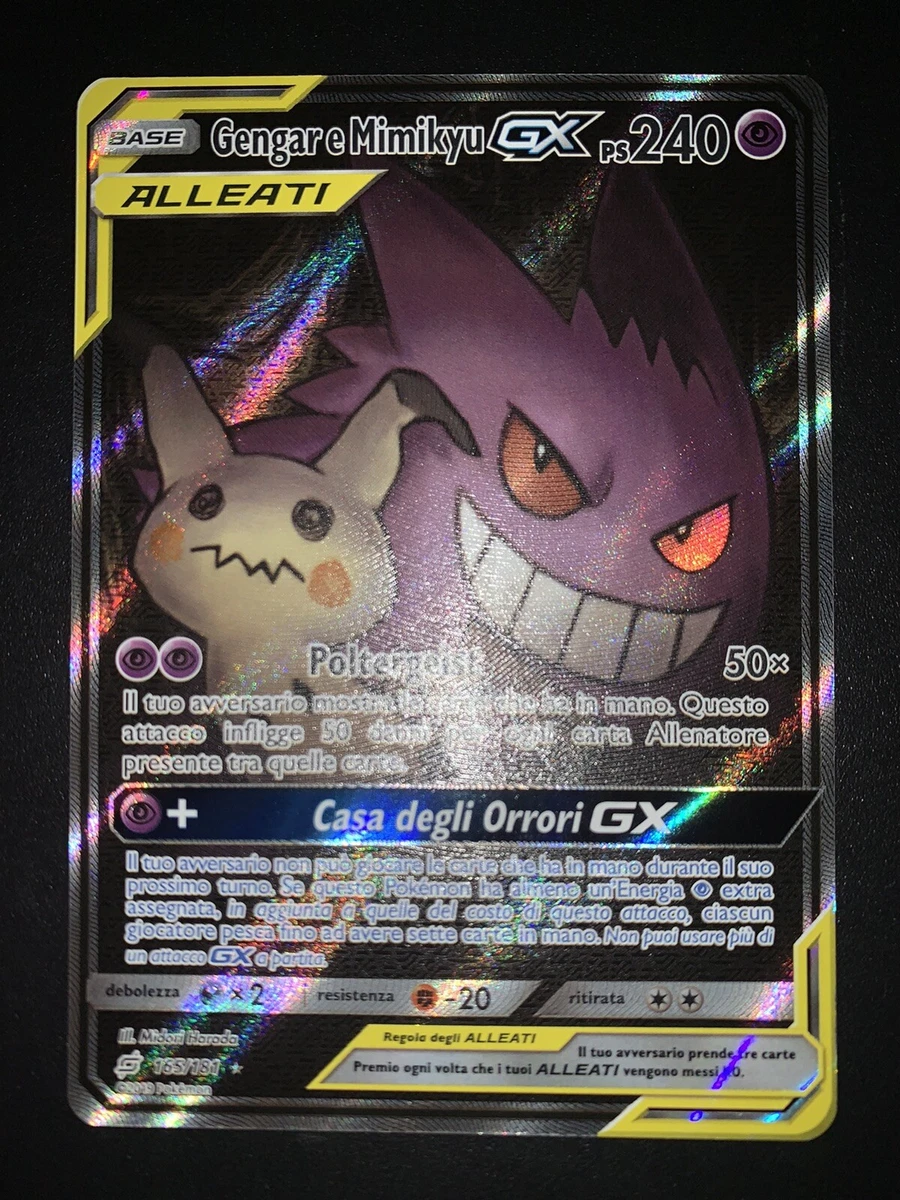 Pokemon Card Gengar & Mimikyu gx Team Game 165/181 Near Mint Italian