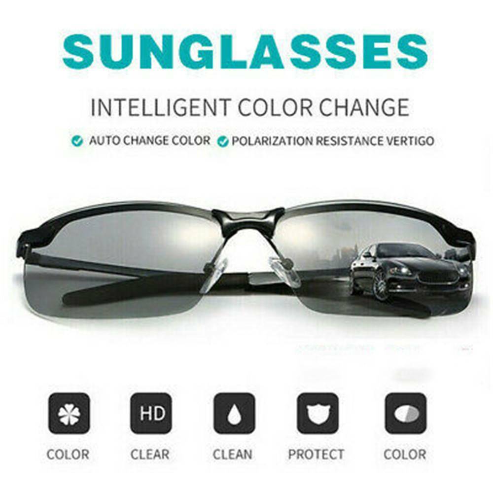 Men's Photochromic Polarized Sunglasses Day and Night Driving Sports