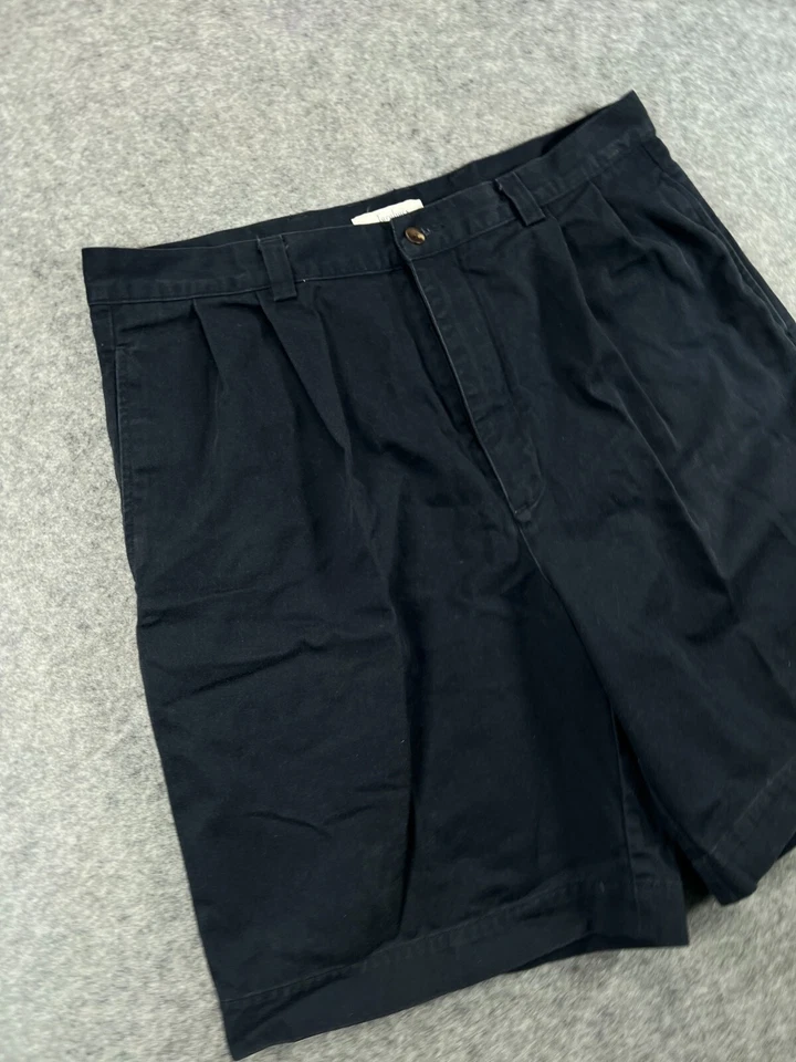 Pantalones Cortos Turnbury Para Hombre 38 Azul Marino Chino Bermudas Sarga Plisado Informal Foto 2 de 4