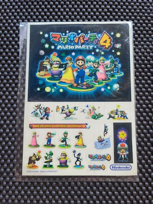 Vintage Nintendo Mario Party 4 Sticker Sheet COMPLETE Rare Promo Gamecube NES GC