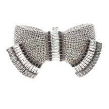 Silver Tone Metal Crystal Rhinestone Clutch Evening Bag HB6262-BNC