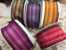 vintage stripe wire ombre acetate rayon 1.5" ribbon 1yd made in France