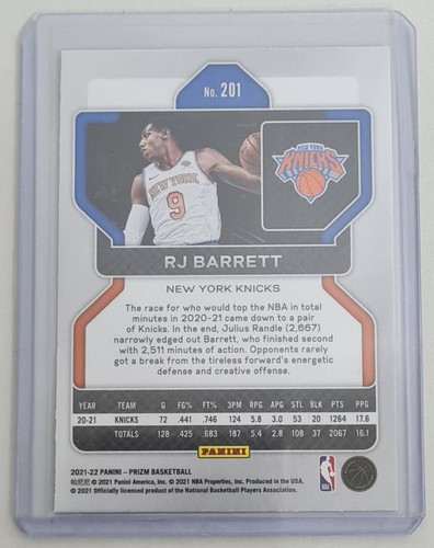 Panini Prizm 2021/2022 Base RJ Barrett #201 - Picture 2 of 2