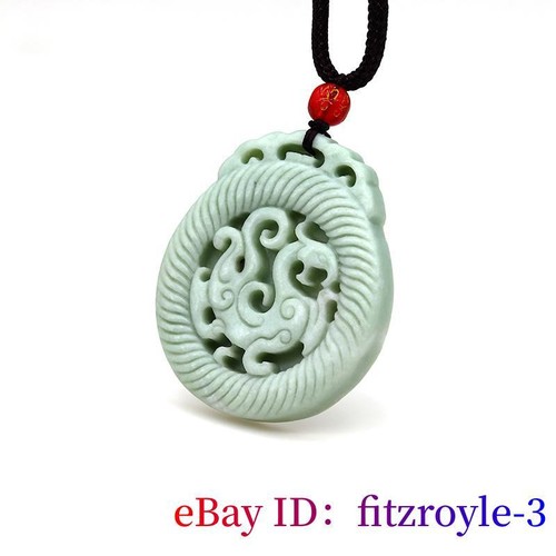 Jade Dragon Pendant Talismans Necklace Natural Green Jewelry Fashion Amulet - Picture 3 of 6