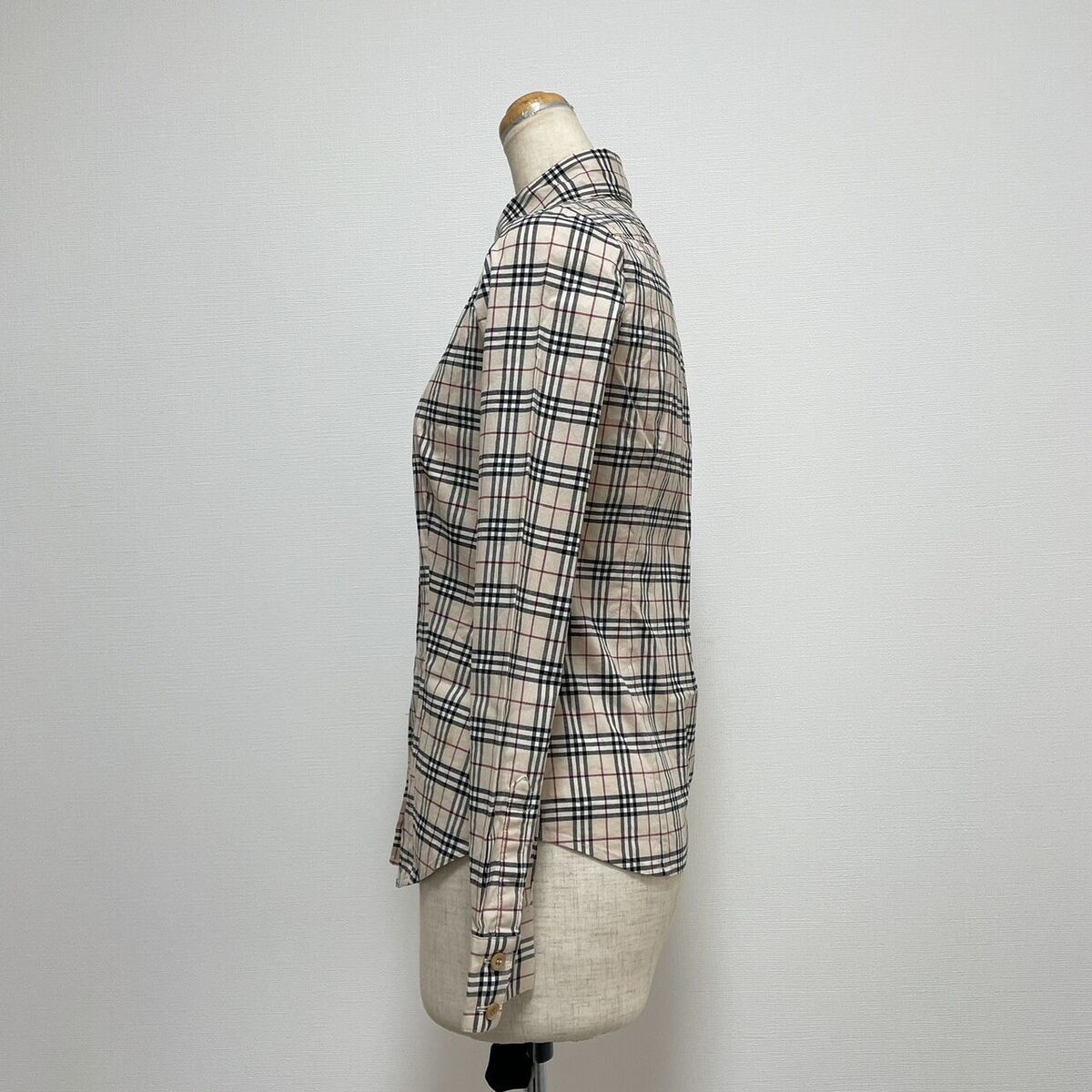 Burberry Blue Label Logo Embroidered Shirt Nova Check Beige Burberry Blue Label Logo Embroidered Shirt Nova Check Beige