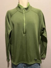 Men's Vtg PATAGONIA Green 1/2 Zip Regulator Base Layer Fleece USA Made Size L