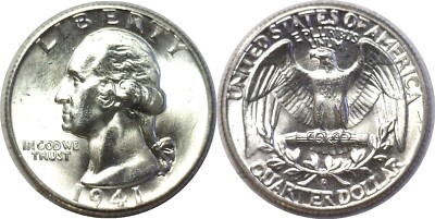 1941年～1945年　ワシントン　25セント銀貨　6枚セット 1941年～1945年 ワシントン 25セント銀貨 6枚セット 【公式通販】