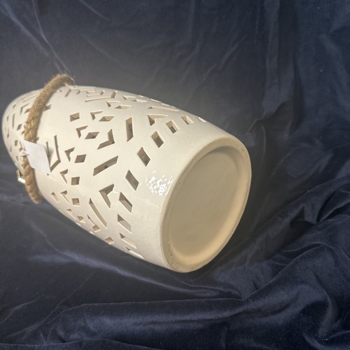Pier 1 hohe Laterne durchbohrte Vase Glas Kerze Seil Griff neu mit Etikett 14 Zoll - Bild 8 von 12