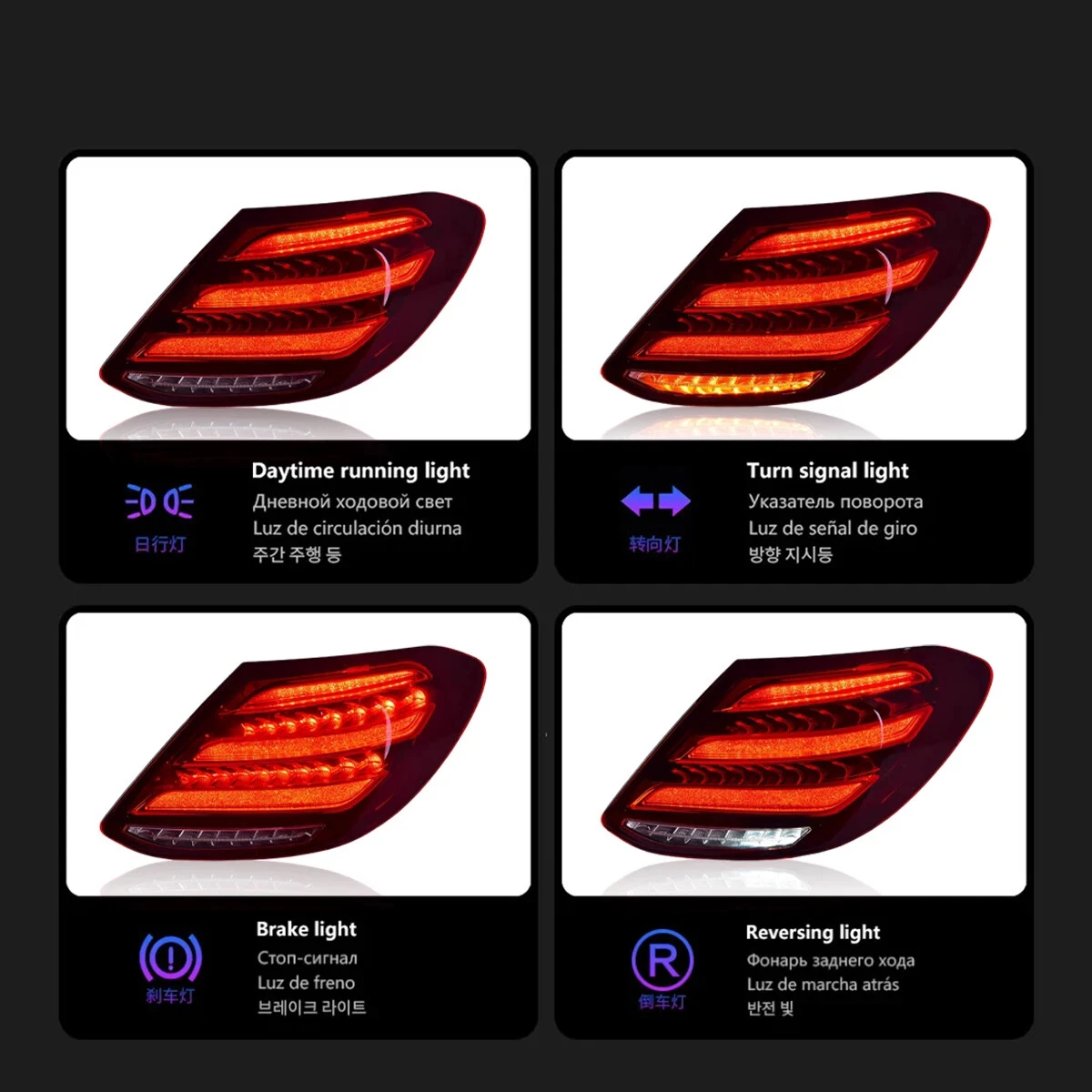 For Benz W213 E-Class E200 E300 2016-2019 LED DRL Tail Lamps Turn